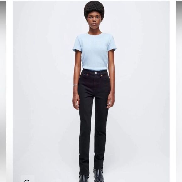 Re/Done 70's Orginals Black Straight Jeans High Rise Size 25 - Picture 7 of 16